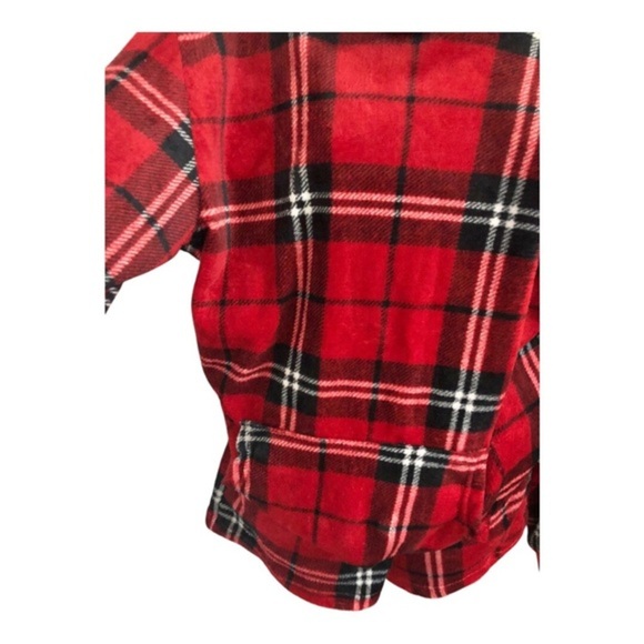 Red plaid 2piece velour hoodie and shorts set size small brand new - Picture 7 of 13